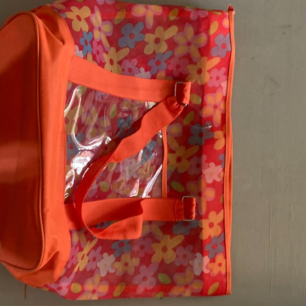 Fun flowered orange beach bag - Picture 4 of 4